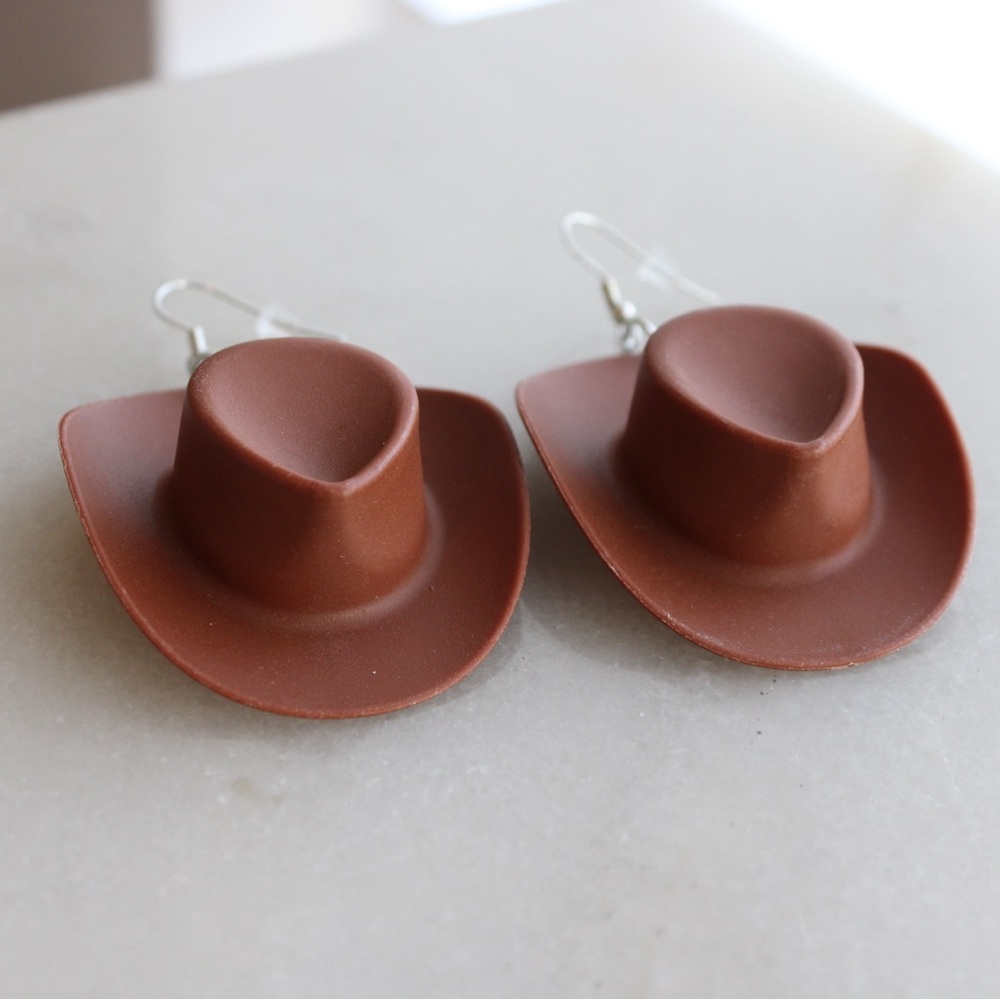 Cowboy Hat Earrings Dangle Earrings Brown Cowgirl Hats Brand New